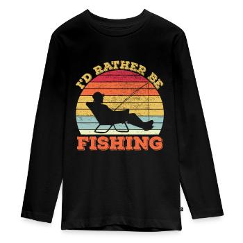 I'd Rather Be Fishing - Teenager Premium Organic Long Sleeve Shirt - black - Front - AI Model Kid Female (0cm)
