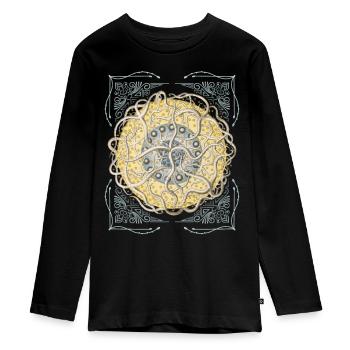 Étoile de mer botanique vintage, étoile de mer mandala - T-shirt manches longues Premium Ado - noir - Devant - AI Model Kid Female (0cm)