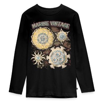 Vintage Ocean, étoile de mer botanique, mandala antique - T-shirt manches longues Premium Ado - noir - Devant - AI Model Kid Female (0cm)