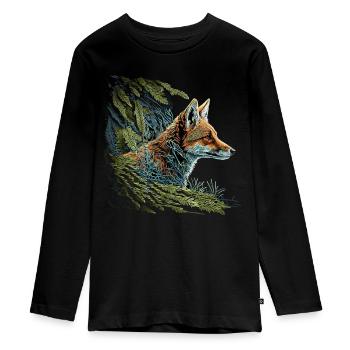 Fuchs Tierliebhaber Tierisch Tier Geschenkidee - Teenager Premium Bio Langarmshirt - Schwarz - Vorne - AI Model Kid Female (0cm)