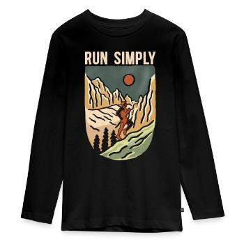 Trail Running Run Simply Ultra Running Trail Race - T-shirt manches longues Premium Ado - noir - Devant - AI Model Kid Female (0cm)