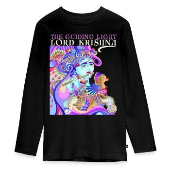 Hinduismus, Lord Krishna Flötenspieler, Indien - Teenager Premium Bio Langarmshirt - Schwarz - Vorne - AI Model Kid Female (0cm)
