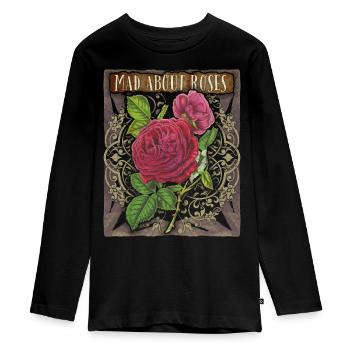Vintage Rosen, Rosenmotiv, Viktorianische Rose - Teenager Premium Bio Langarmshirt - Schwarz - Vorne - AI Model Kid Female (0cm)