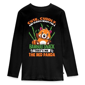 Der Rote Panda - Teenager Premium Bio Langarmshirt - Schwarz - Vorne - AI Model Kid Female (0cm)