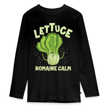 Lettuce Romaine Calm Mindfulness Vegan Yoga Lover - Teenager Premium Organic Long Sleeve Shirt - black - Front - AI Model Kid Female (0cm)