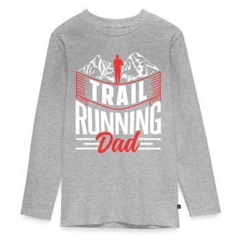 Trail Running Papa Runner Trail Running Race - T-shirt manches longues Premium Ado - gris chiné - Devant