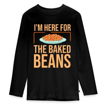 Baked Beans Funny Canned Beans - Teenager Premium Organic Long Sleeve Shirt - black - Front - AI Model Kid Female (0cm)
