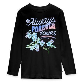 Forget-my-not, forget-me-not, Valentine's Day - Teenager Premium Organic Long Sleeve Shirt - black - Front - AI Model Kid Female (0cm)