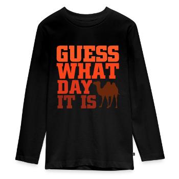 Devinez quel jour c’est le jour de la bosse - T-shirt manches longues Premium Ado - noir - Devant - AI Model Kid Female (0cm)