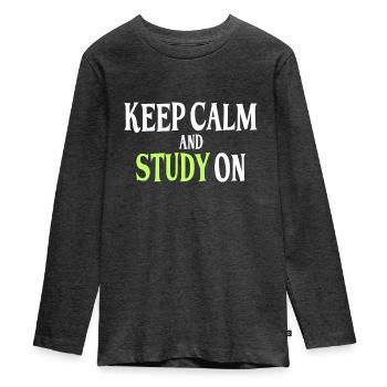 Étude Dire - T-shirt manches longues Premium Ado - anthracite chiné - Devant - AI Model Kid Female (0cm)