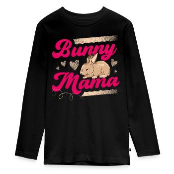 Bunny Mom Rabbit Lover Best Mom Ever - Teenager Premium Organic Long Sleeve Shirt - black - Front - AI Model Kid Female (0cm)