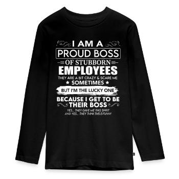 I'm A Proud Boss Of Freaking Awesome Employees Gif - Teenager Premium Organic Long Sleeve Shirt - black - Front - AI Model Kid Female (0cm)