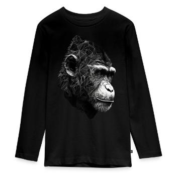 Gorilla Polygon Affe Tier Geschenk Zoo Tierisch - Teenager Premium Bio Langarmshirt - Schwarz - Vorne - AI Model Kid Female (0cm)