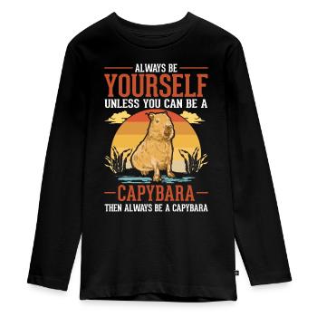 Sois toujours toi-même Capybara Wasserschwein Capibara - T-shirt manches longues Premium Ado - noir - Devant - AI Model Kid Female (0cm)