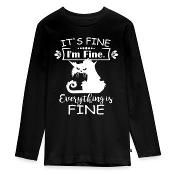 It's Fine I'm Fine Everything Is Fine Funny Crazy - Teenager Premium Organic Long Sleeve Shirt - black - Front - AI Model Kid Female (0cm)