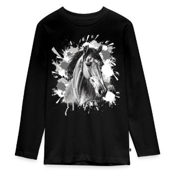 Pferd - Teenager Premium Bio Langarmshirt - Schwarz - Vorne - AI Model Kid Female (0cm)