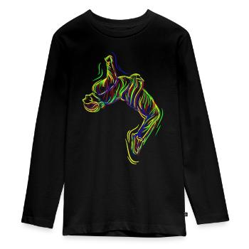Parkour Backflip - Teenager Premium Bio Langarmshirt - Schwarz - Vorne - AI Model Kid Female (0cm)