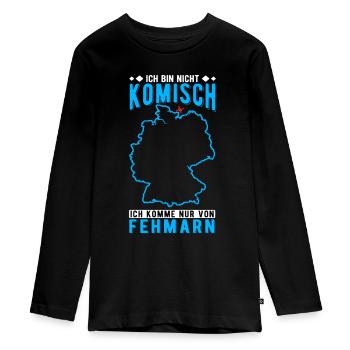 Fehmarn Souvenir - Teenager Premium Bio Langarmshirt - Schwarz - Vorne - AI Model Kid Female (0cm)