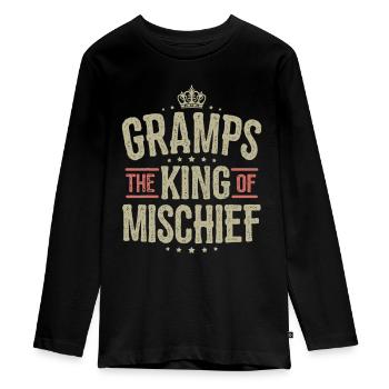 Mens Gramps King of Mischief idea for Gramps Fathe - Teenager Premium Organic Long Sleeve Shirt - black - Front - AI Model Kid Female (0cm)