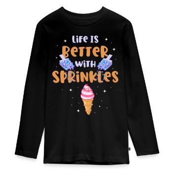 La vie est meilleure avec les paillettes - T-shirt manches longues Premium Ado - noir - Devant - AI Model Kid Female (0cm)