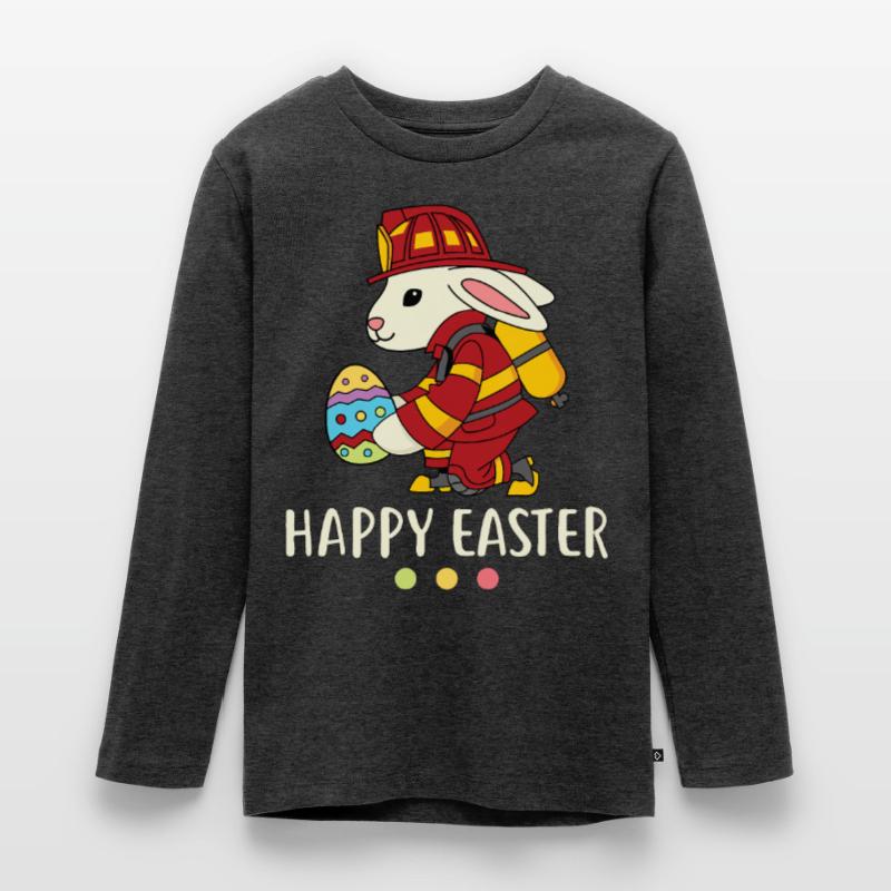 Firefighter Easter Bunny Fireman Egg Happy Easter Teenager Premium Organic Long Sleeve Shirt