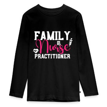 Familienkrankenschwester Praktiker FNP Familienpflege Stude - Teenager Premium Bio Langarmshirt - Schwarz - Vorne - AI Model Kid Female (0cm)