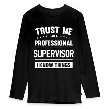 Supervisor Idea Trust Professional Supervisor - Teenager Premium Organic Long Sleeve Shirt - black - Front - AI Model Kid Female (0cm)