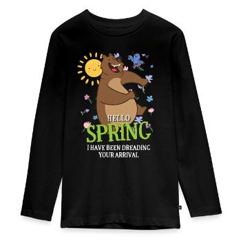 Bonjour Spring, j’ai redouté votre arrivée - T-shirt manches longues Premium Ado - noir - Devant - AI Model Kid Female (0cm)