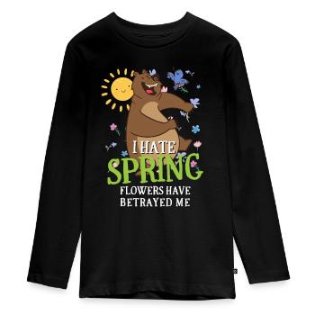 Je déteste les fleurs printanières m’ont trahi le sarcasme - T-shirt manches longues Premium Ado - noir - Devant - AI Model Kid Female (0cm)