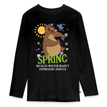 Le printemps parce que l’hiver n’était pas assez déprimant - T-shirt manches longues Premium Ado - noir - Devant - AI Model Kid Female (0cm)