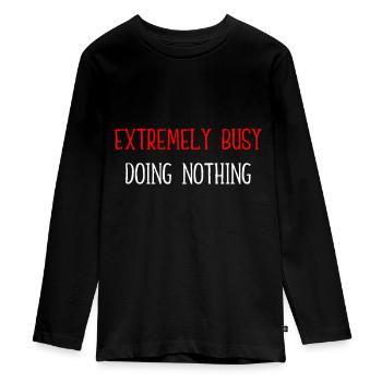 Extrem beschäftigt mit NichtstunSingen - Teenager Premium Bio Langarmshirt - Schwarz - Vorne - AI Model Kid Female (0cm)