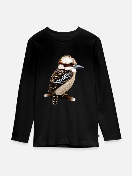 Süßer Kookaburra - Teenager Premium Bio Langarmshirt - Schwarz