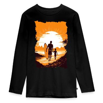 Père et fils surfeur cadeau surfeur - T-shirt manches longues Premium Ado - noir - Devant - AI Model Kid Female (0cm)
