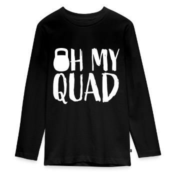 Lustiges Workout Quadrizeps Muskeln Kettlebell I Oh M - Teenager Premium Bio Langarmshirt - Schwarz - Vorne - AI Model Kid Female (0cm)