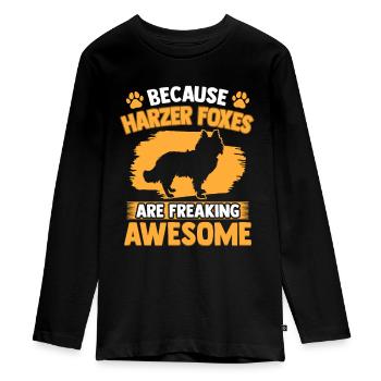 Harz fox is fantastic herding fox - Teenager Premium Organic Long Sleeve Shirt - black - Front - AI Model Kid Female (0cm)