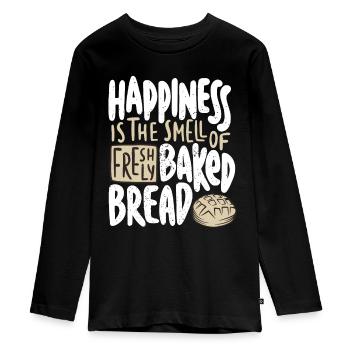 Le bonheur, c’est l’odeur du pain fraîchement cuit - T-shirt manches longues Premium Ado - noir - Devant - AI Model Kid Female (0cm)