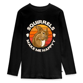Squirrel, Funny Squirrel, Squirrel Lover - Teenager Premium Organic Long Sleeve Shirt - black - Front - AI Model Kid Female (0cm)