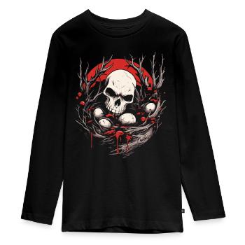 Bad Apple Totenkopf - Crâne et œufs dans un nid - T-shirt manches longues Premium Ado - noir - Devant - AI Model Kid Female (0cm)
