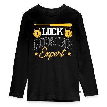 Lockpicking Experte Lock Picking Knacken Schloss - Teenager Premium Bio Langarmshirt - Schwarz - Vorne - AI Model Kid Female (0cm)
