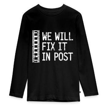 Wir werden es in Post Video Editor Gift Video Pro beheben - Teenager Premium Bio Langarmshirt - Schwarz - Vorne - AI Model Kid Female (0cm)