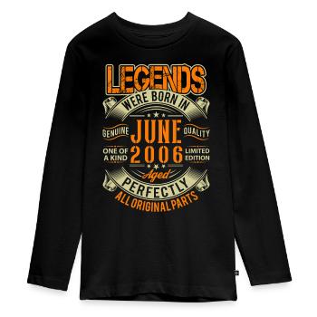 2006 June Birthday Legend - Teenager Premium Organic Long Sleeve Shirt - black - Front - AI Model Kid Female (0cm)