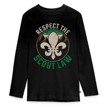 Pfadfinderführer Pfadfinder Respect The Scout Law - Teenager Premium Bio Langarmshirt - Schwarz - Vorne - AI Model Kid Female (0cm)