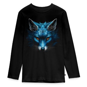 Fuchs Tierliebhaber Geschenk Wildtier Tier Motiv - Teenager Premium Bio Langarmshirt - Schwarz - Vorne - AI Model Kid Female (0cm)