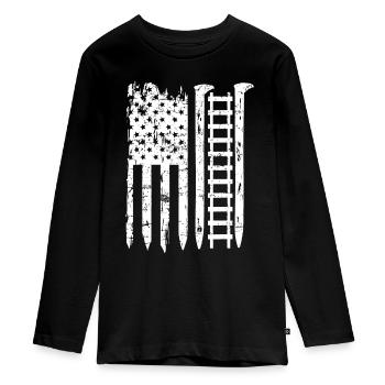 eisenbahn spike amerikanische flagge Zug Geschenk für railwa - Teenager Premium Bio Langarmshirt - Schwarz - Vorne - AI Model Kid Female (0cm)