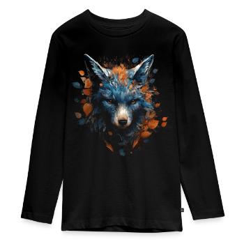 Fuchs Tierliebhaber Geschenk Wildtier Tier Motiv - Teenager Premium Bio Langarmshirt - Schwarz - Vorne - AI Model Kid Female (0cm)