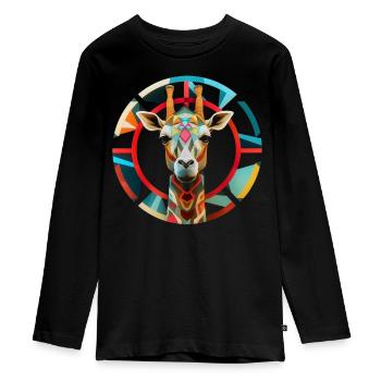 Giraffe Animal Africa Cadeau Animal Lover Zoo - T-shirt manches longues Premium Ado - noir - Devant - AI Model Kid Female (0cm)