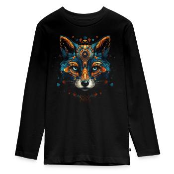 Fuchs Tierliebhaber Geschenk Wildtier Tier Motiv - Teenager Premium Bio Langarmshirt - Schwarz - Vorne - AI Model Kid Female (0cm)