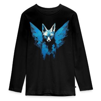 Fuchs Tierliebhaber Geschenk Wildtier Tier Motiv - Teenager Premium Bio Langarmshirt - Schwarz - Vorne - AI Model Kid Female (0cm)