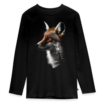 Fox Animal Lover Gift Motif animal sauvage - T-shirt manches longues Premium Ado - noir - Devant - AI Model Kid Female (0cm)