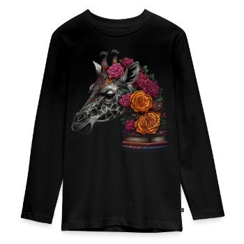 Giraffe Animal Africa Gift Animal Lover Zoo - Teenager Premium Organic Long Sleeve Shirt - black - Front - AI Model Kid Female (0cm)
